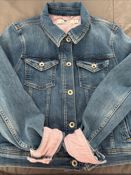 Vineyard Vines Jackets & Blazers - Vineyard Vines Denim Jacket with Pink Stripe Lining